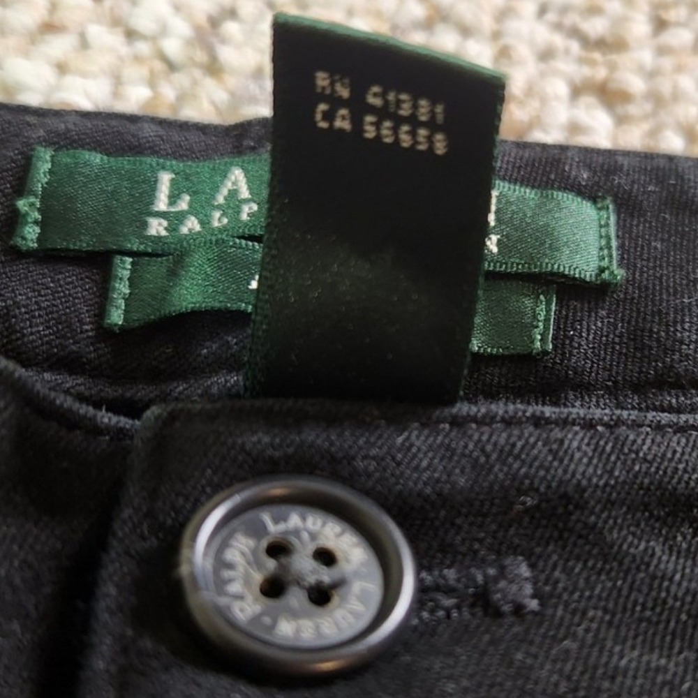 Lauren Ralph Lauren Adelle Black Bootcut Pants Women Size 10 Cotton Blend - Picture 6 of 8